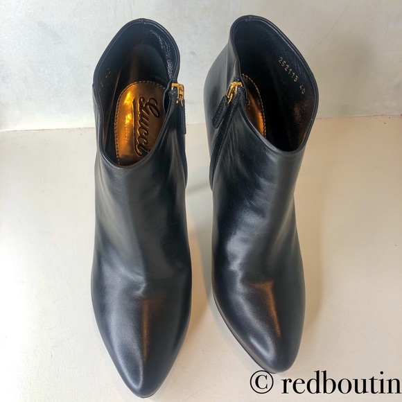 Gucci Black leather ankle boots booties size 40 - Picture 6 of 8